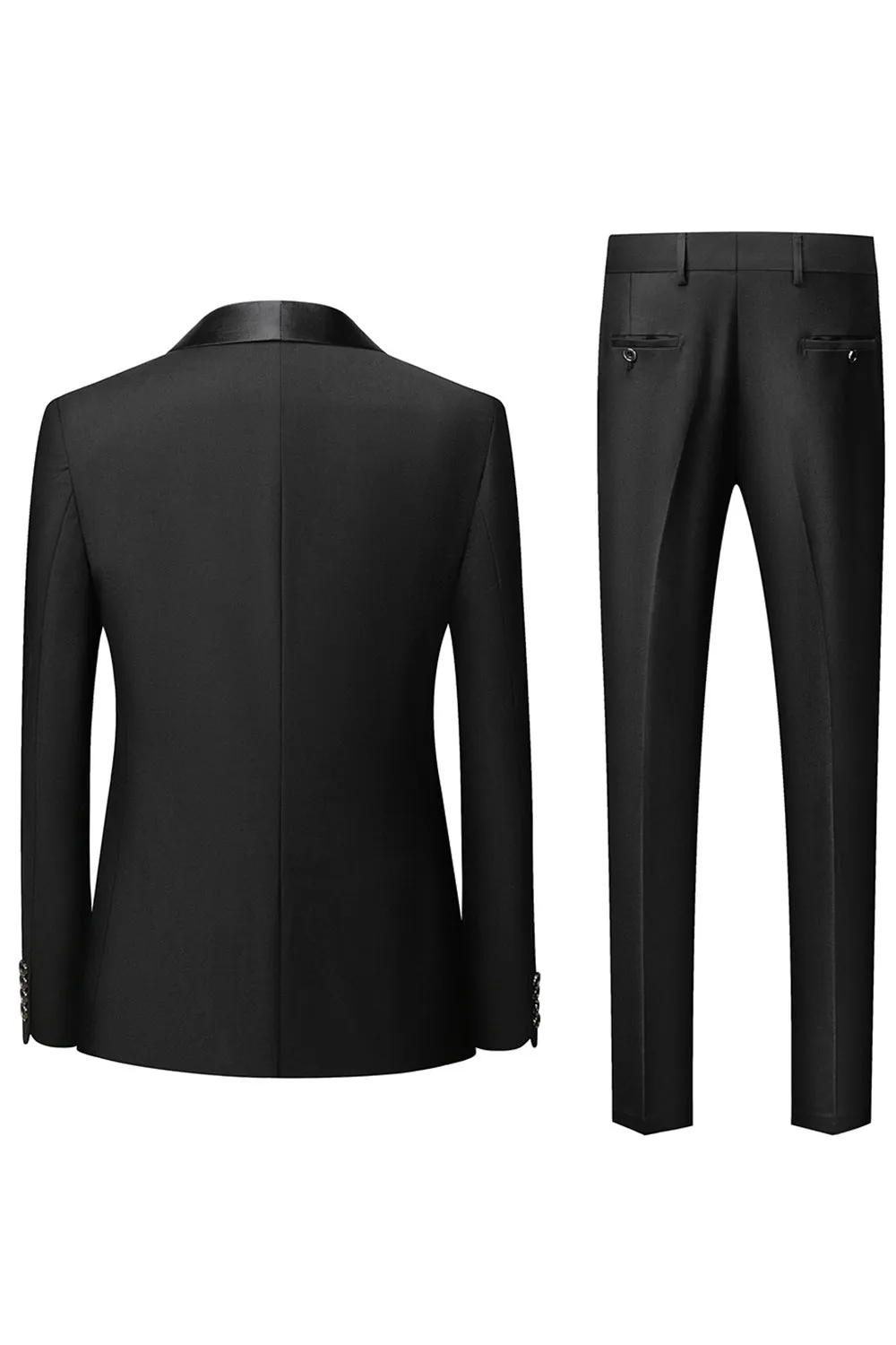 Men's Black Slim Fit Shawl Lapel Three-Pieces Wedding Suits sold by Wedtrend product image thumbnail 2