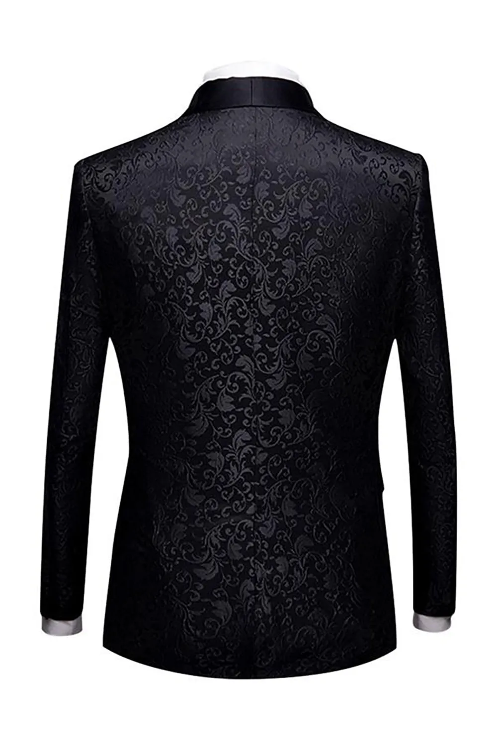 Men's Black Slim Fit Jacquard Shawl Lapel 2 Pieces Wedding Suits sold by Wedtrend product image thumbnail 2