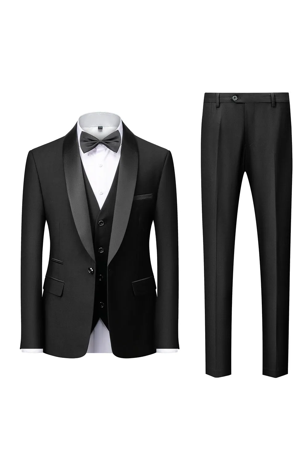 Men's Grey Slim Fit Shawl Lapel 3 Pieces One Button Wedding Suits sold by Wedtrend product image thumbnail 5