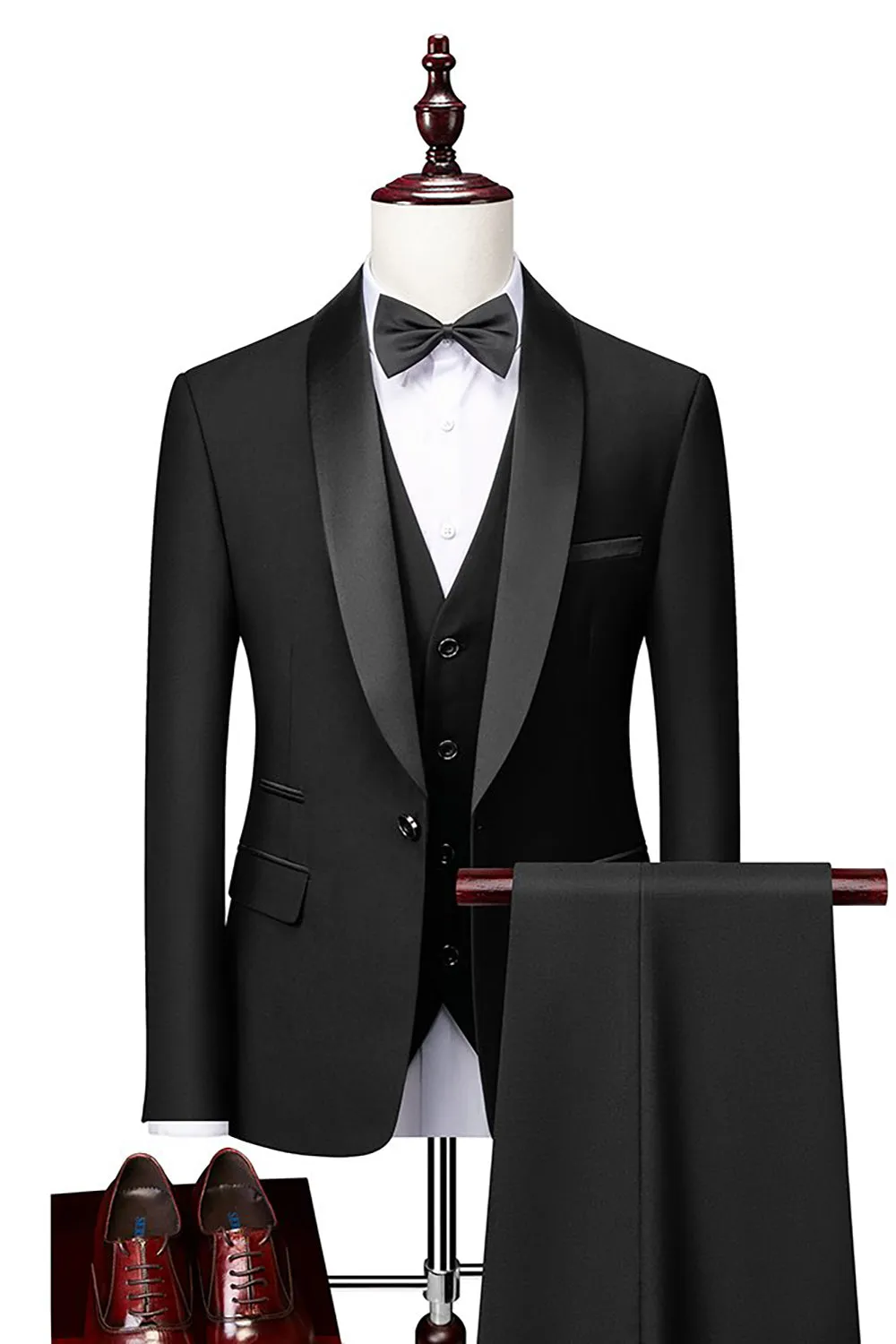 Men's Grey Slim Fit Shawl Lapel 3 Pieces One Button Wedding Suits sold by Wedtrend product image thumbnail 4