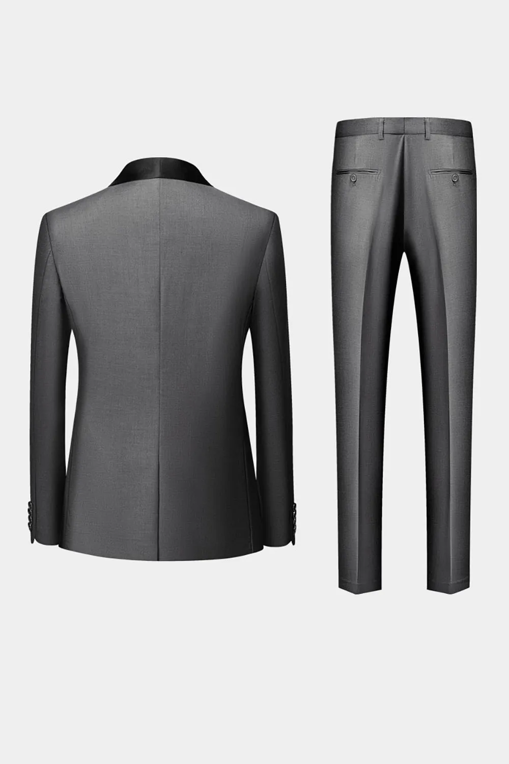 Men's Grey Slim Fit Shawl Lapel 3 Pieces One Button Wedding Suits sold by Wedtrend product image thumbnail 2
