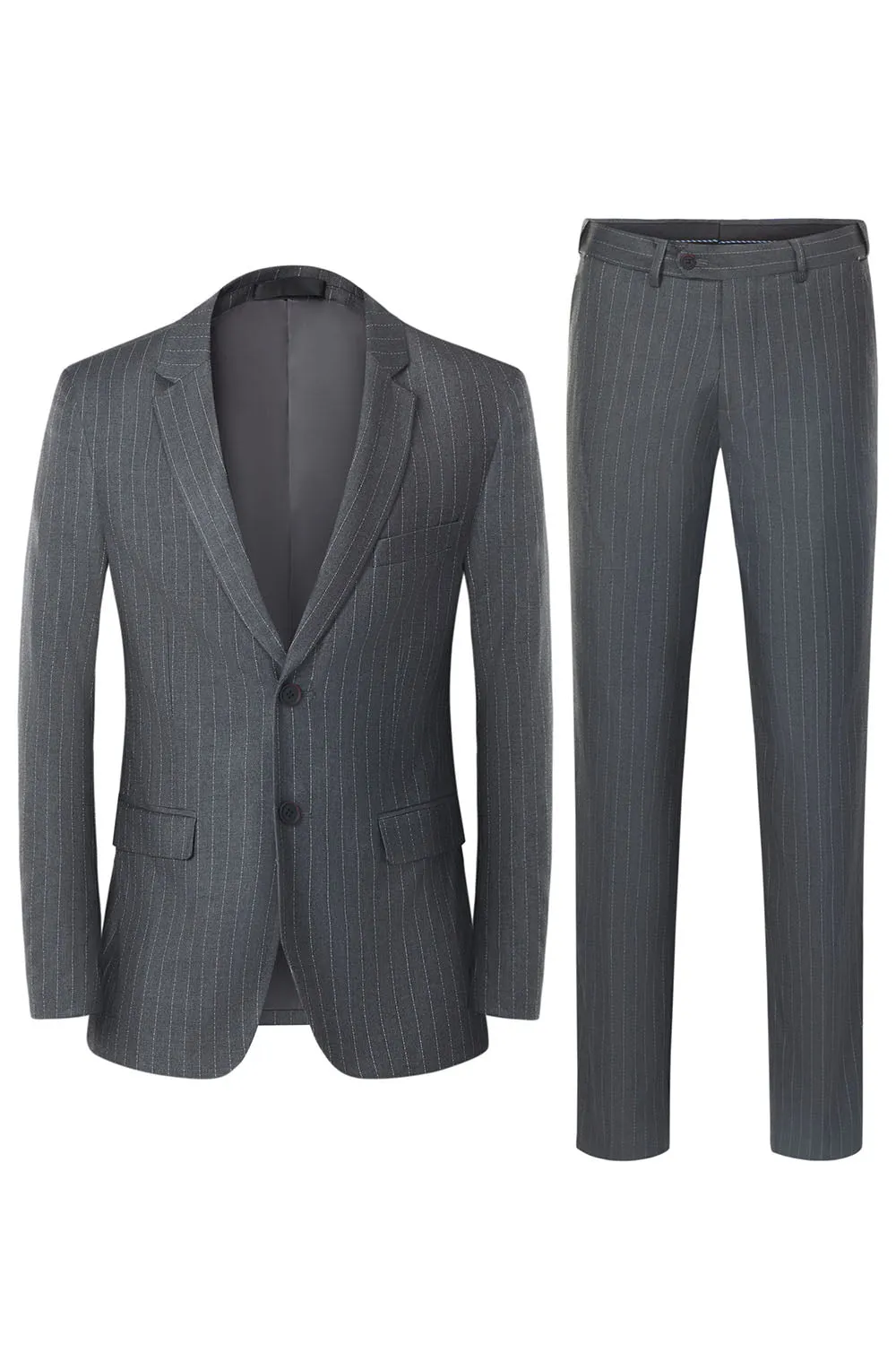 Men's Grey 3-Piece Notched Lapel Slim Fit Wedding Suits sold by Wedtrend