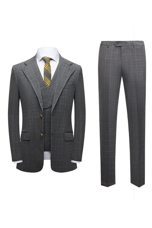 Men's Silm Fit Notched Lapel Two Buttons Grey Wedding Suits sold by Wedtrend