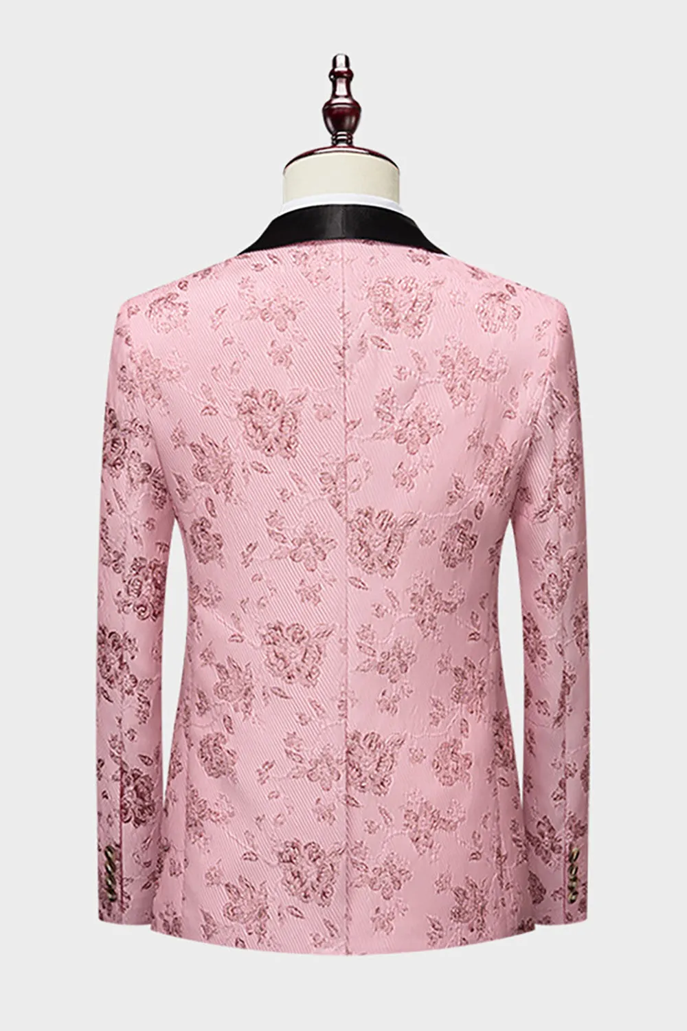 Men's Pink Silm Fit Shawl Lapel Jacquard 2 Pieces Wedding Suits sold by Wedtrend product image thumbnail 2