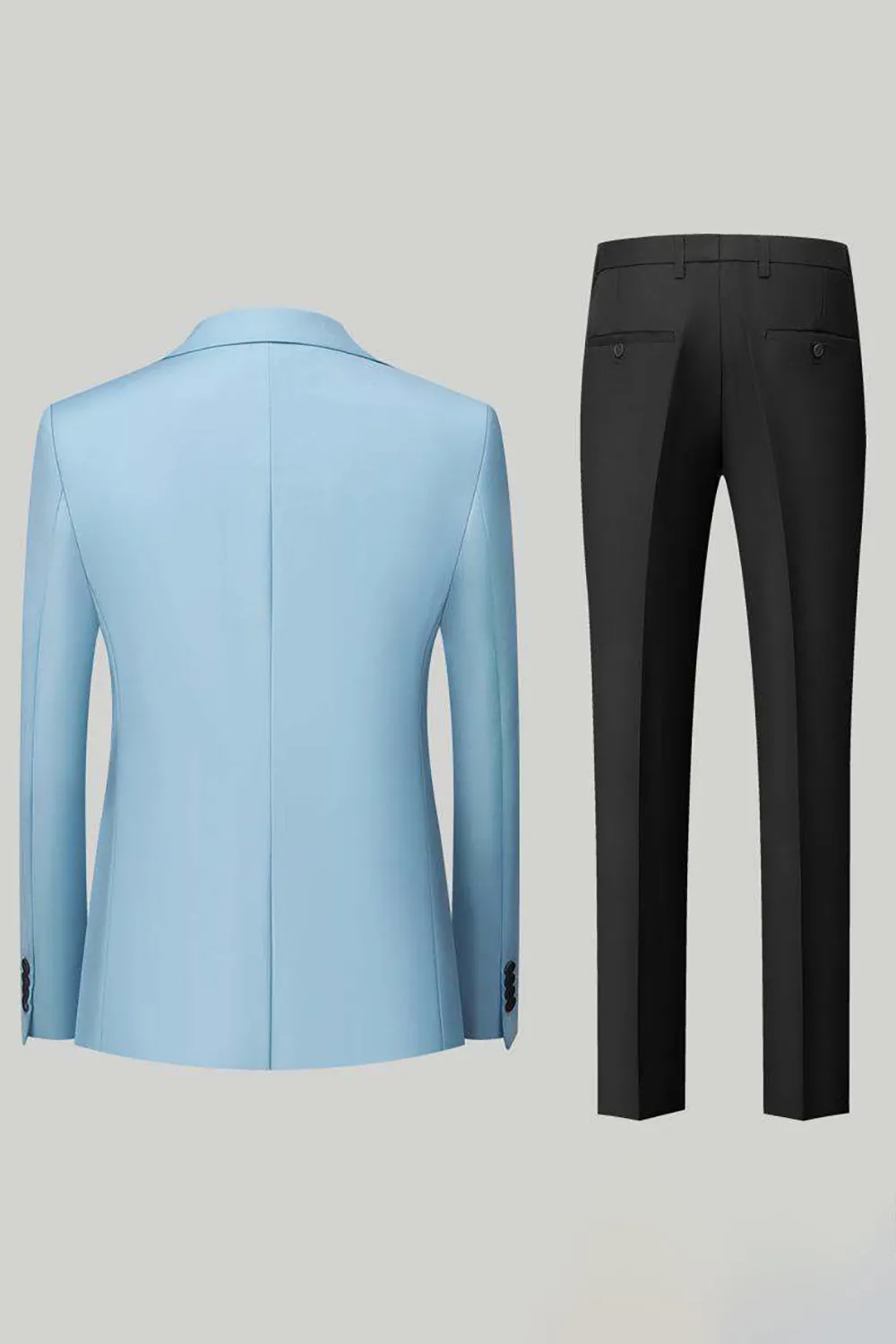 Men's Light Blue Silm Fit 3-Piece Wide Peak Lapel One Button Wedding Suits sold by Wedtrend product image thumbnail 2