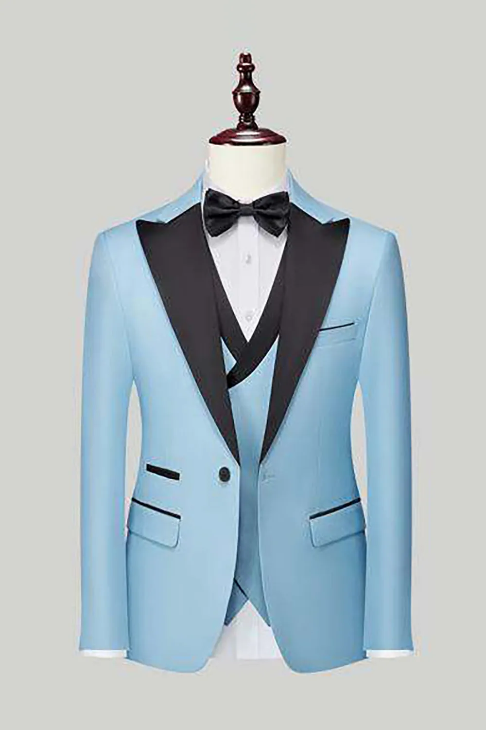 Men's Light Blue Silm Fit 3-Piece Wide Peak Lapel One Button Wedding Suits sold by Wedtrend product image thumbnail 3