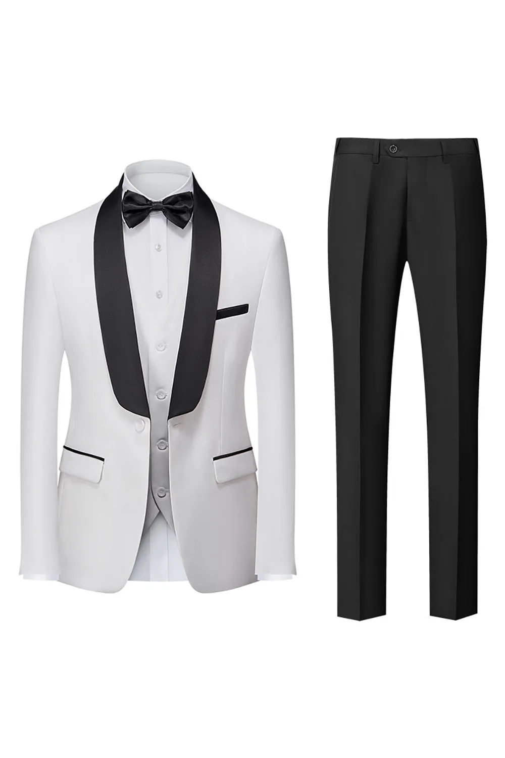 Men's White 3 Piece Shawl Lapel Silm Fit Wedding Suits sold by Wedtrend