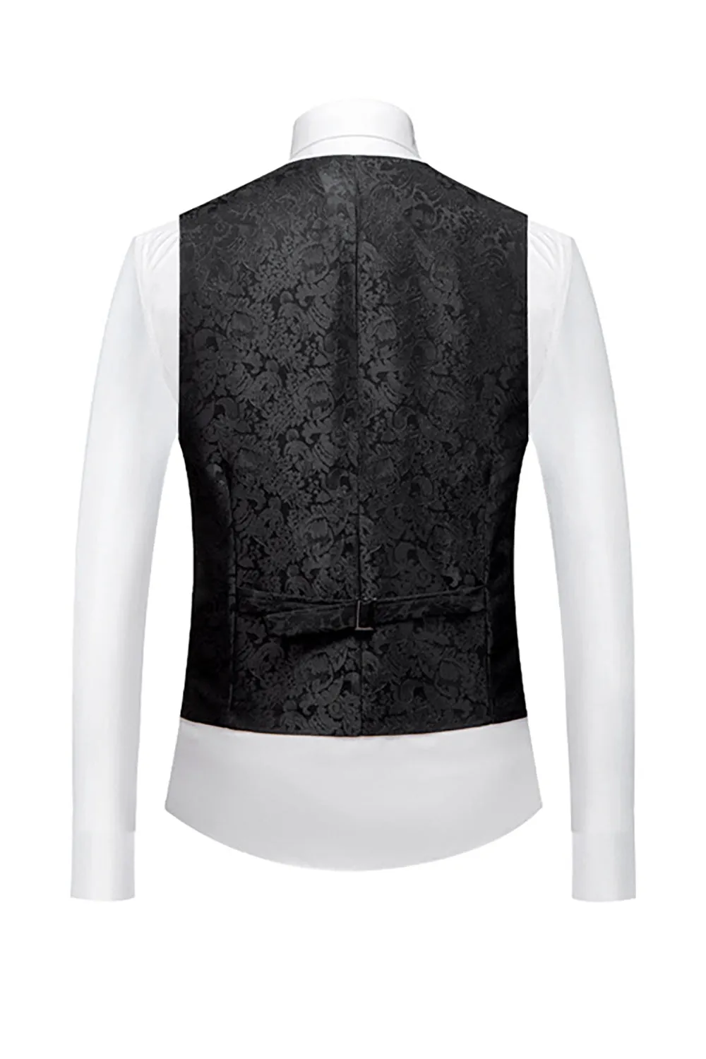 Men's Black Silm Fit 3 Piece Jacquard Shawl Lapel Wedding Suits sold by Wedtrend product image thumbnail 5