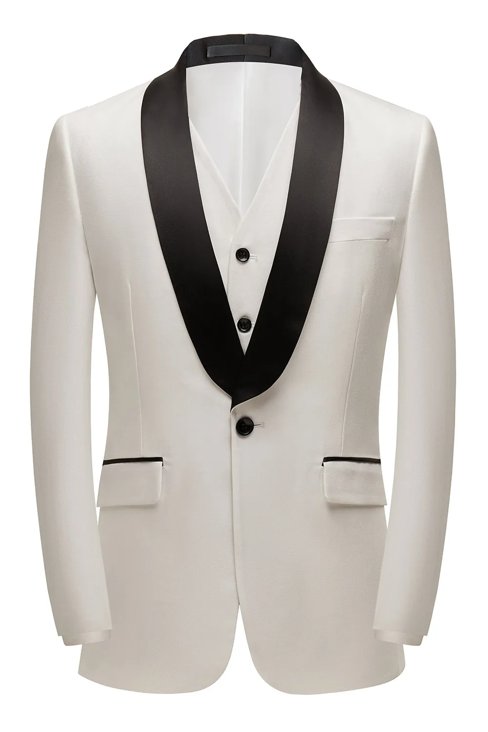 Men's White Shawl Lapel 3 Pieces One Button Wedding Suits sold by Wedtrend product image thumbnail 2