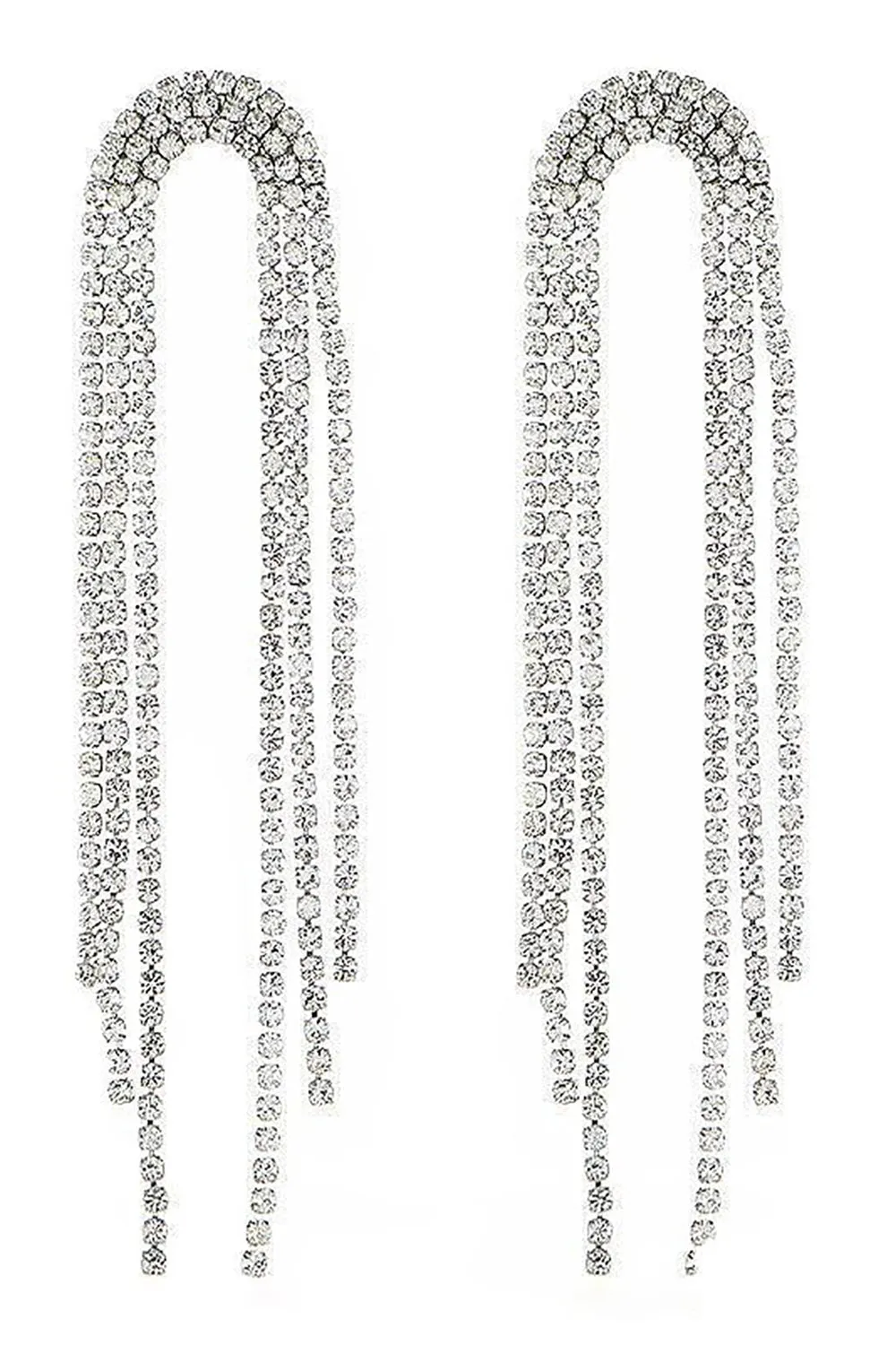 Silver Tassel Rhinestones Earrings sold by Wedtrend