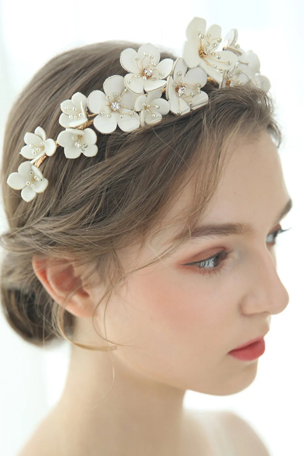 White Fairy Pearl Flower Bridal Headpiece sold by Wedtrend product image thumbnail 2