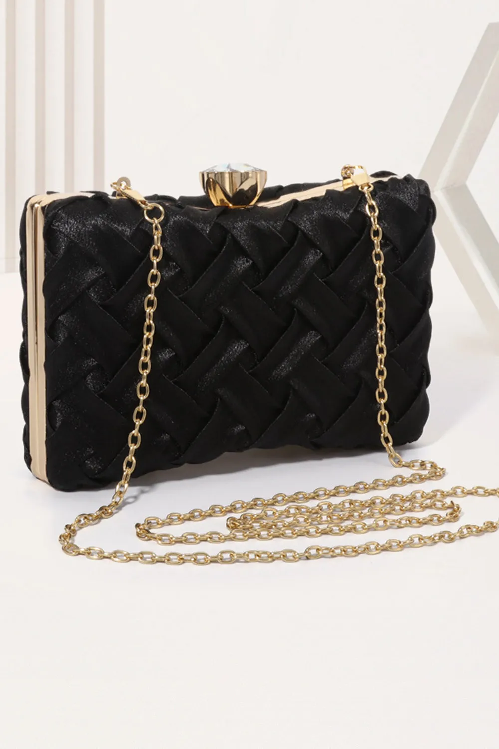 Elegant Black Satin Wedding Clutch Purses sold by Wedtrend product image thumbnail 2