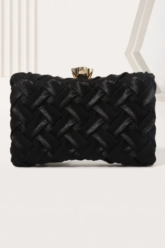 Elegant Black Satin Wedding Clutch Purses made by Wedtrend