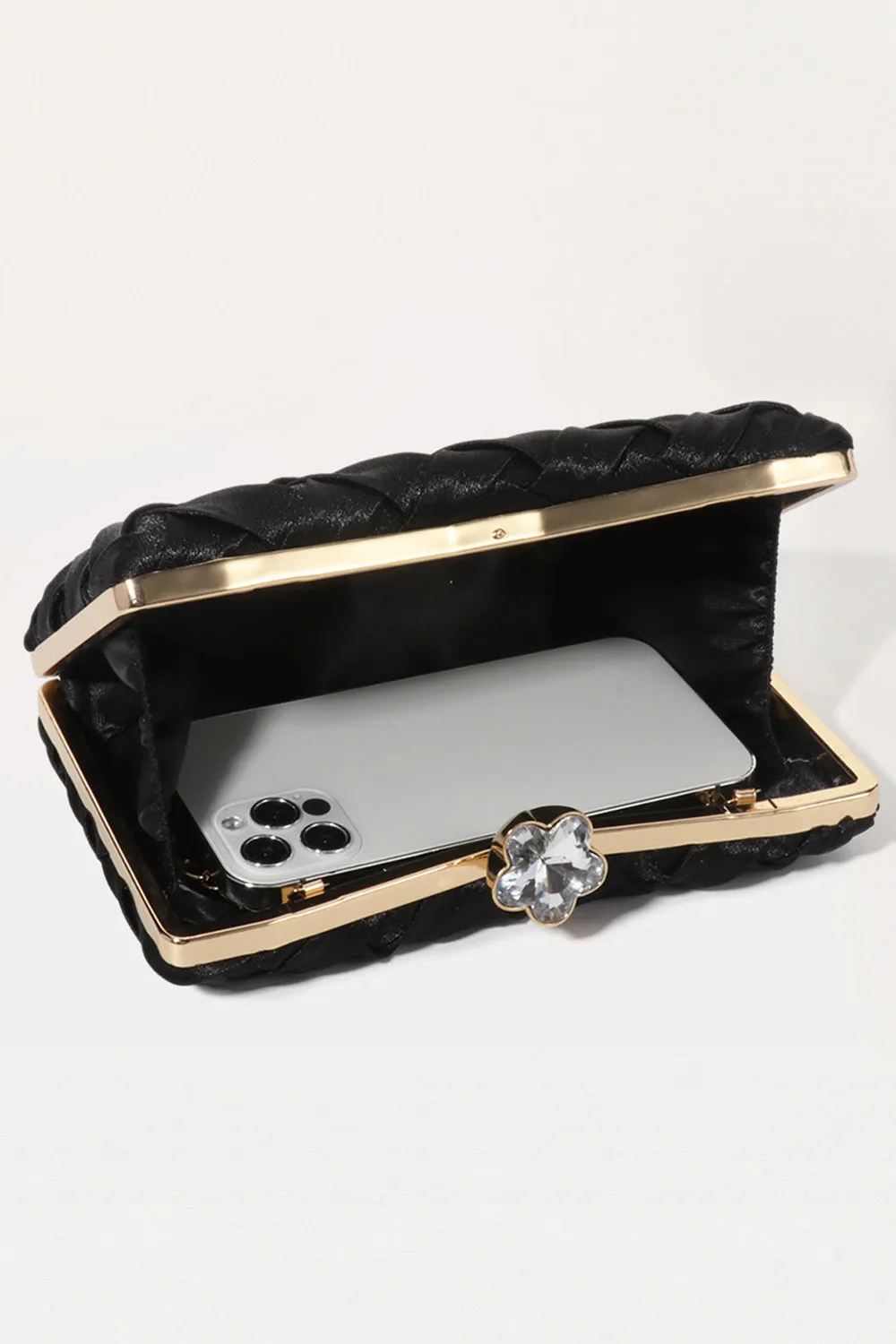 Elegant Black Satin Wedding Clutch Purses sold by Wedtrend product image thumbnail 3