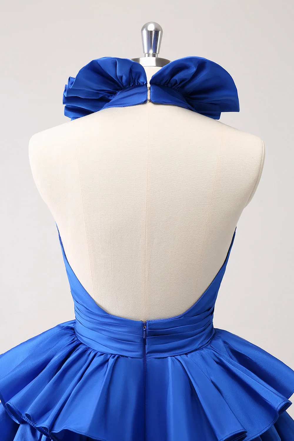 Cute Royal Blue A Line Halter Tiered Backless Homecoming Dress with Ruffles sold by Wedtrend product image thumbnail 5