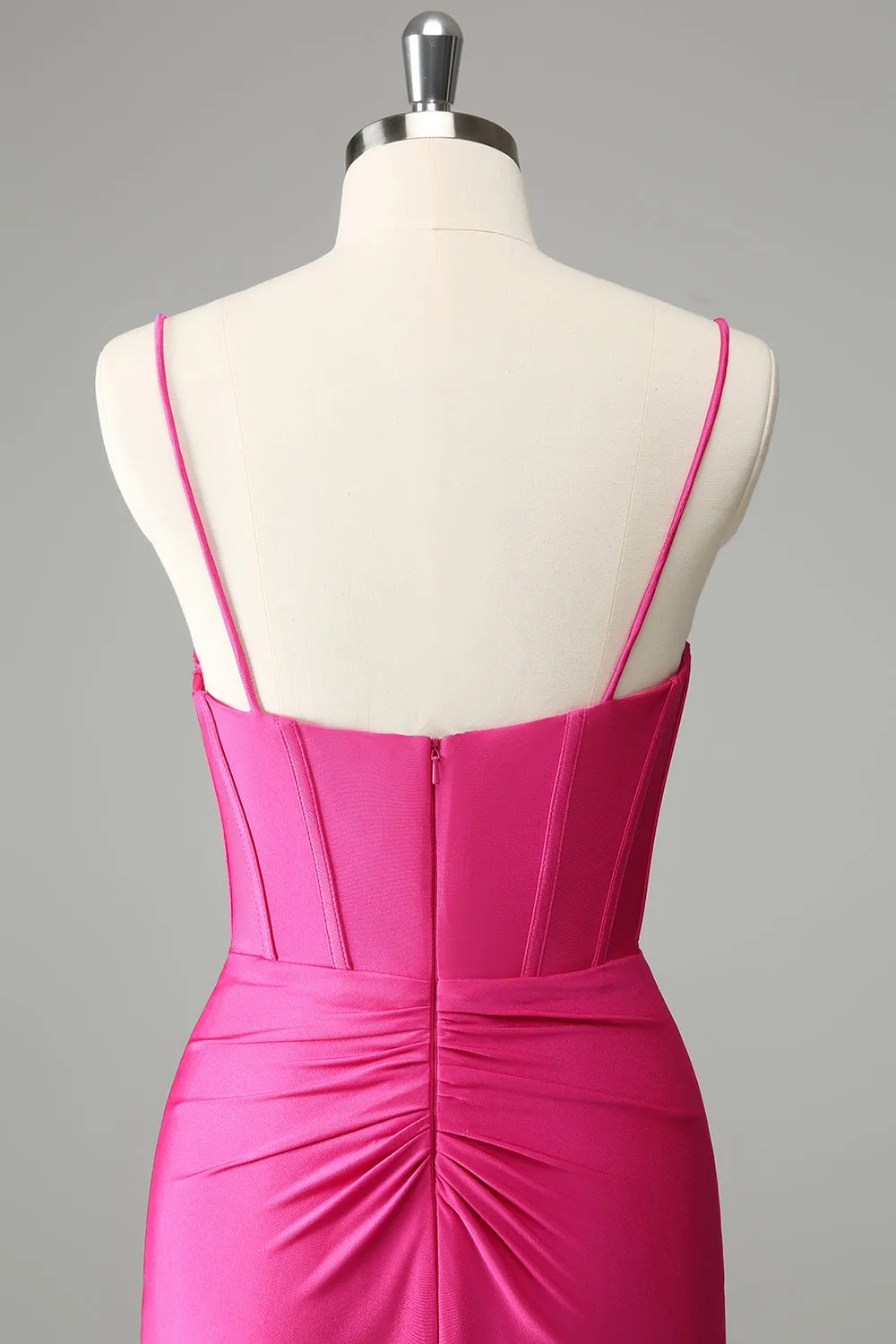 Fuchsia Tight Spaghetti Straps Pleated Short Homecoming Dress sold by Wedtrend product image thumbnail 5