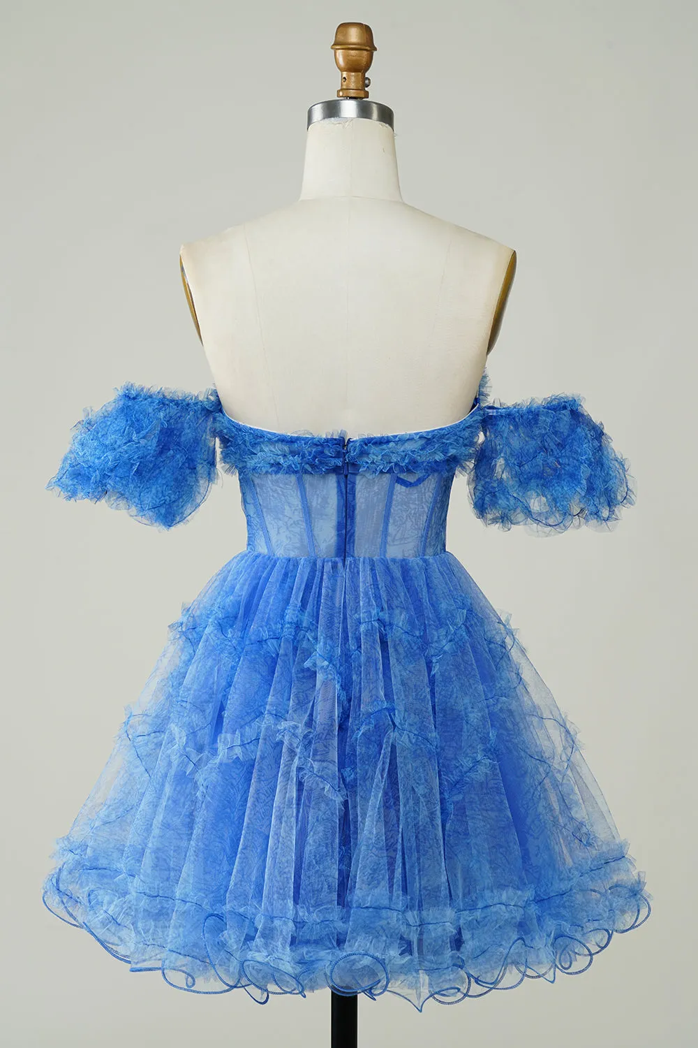 Cute Blue A Line Off The Shoulder Corset Short Homecoming Dress sold by Wedtrend product image thumbnail 2