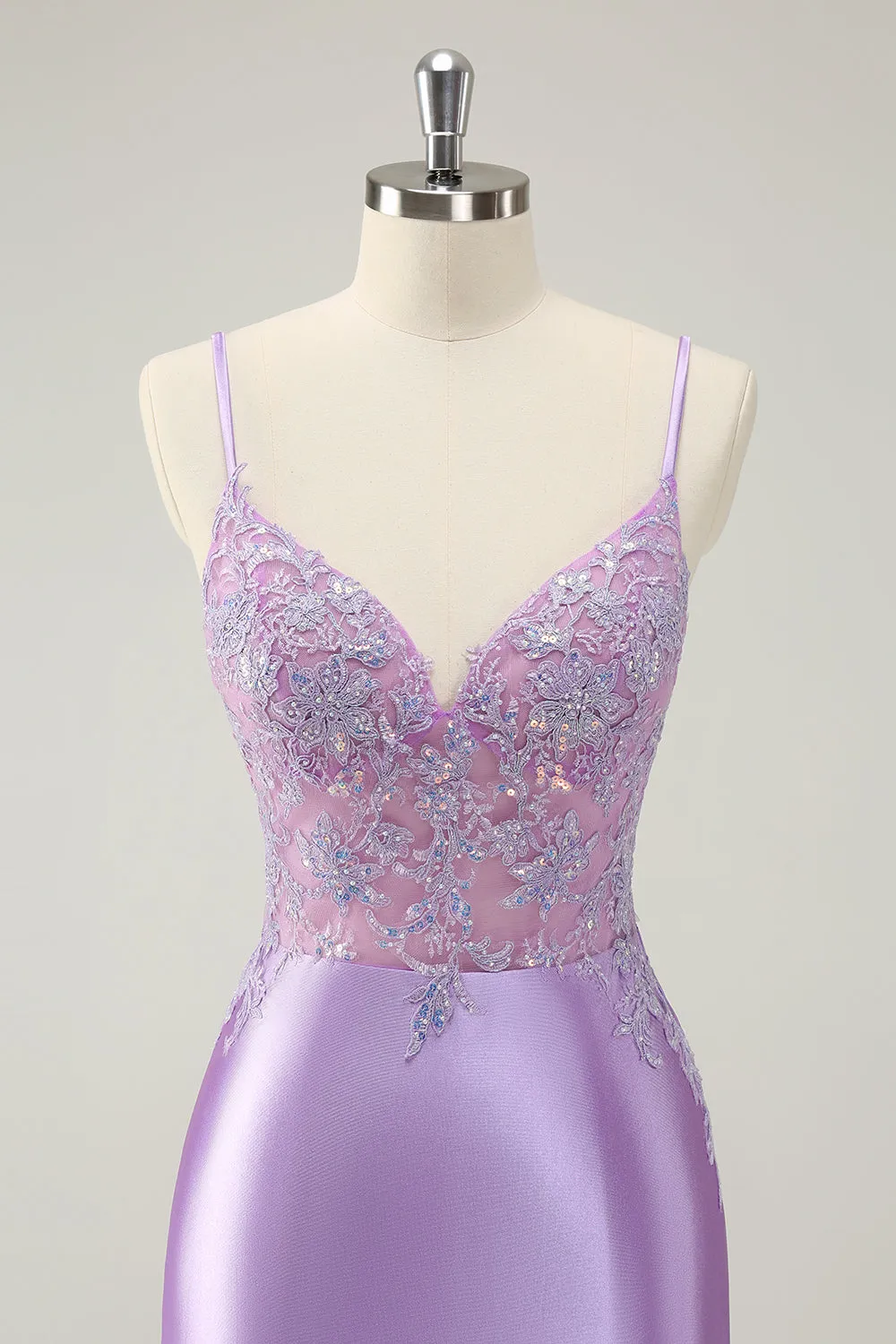 Gorgeous Lilac Bodycon Spaghetti Straps Short Homecoming Dress with Sequins sold by Wedtrend product image thumbnail 4