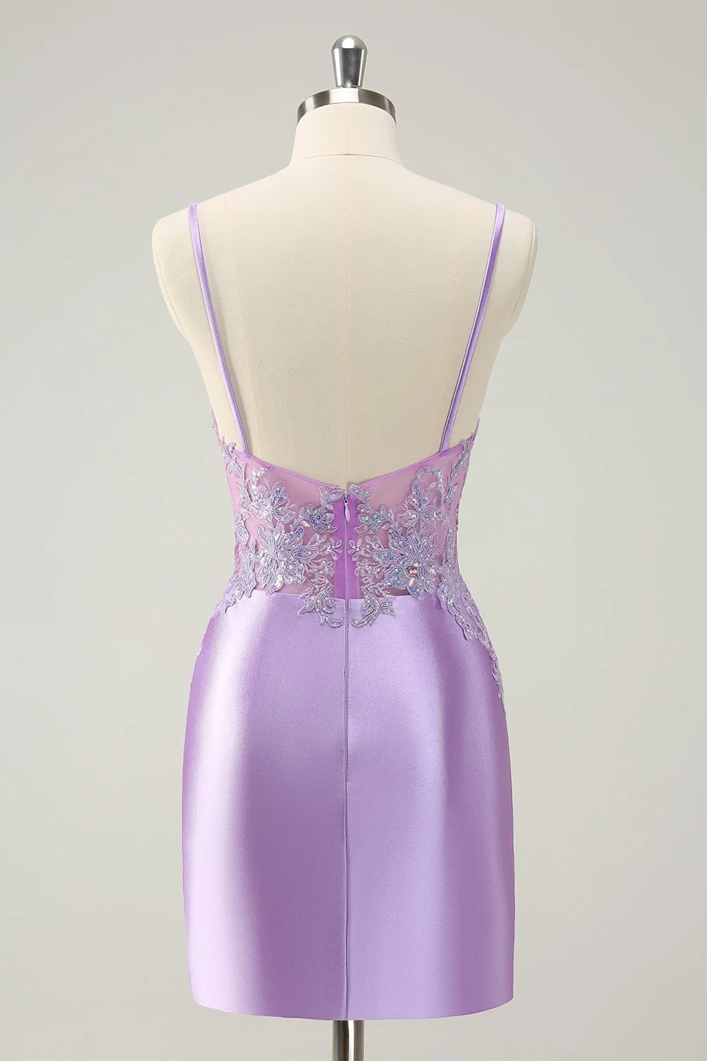 Gorgeous Lilac Bodycon Spaghetti Straps Short Homecoming Dress with Sequins sold by Wedtrend product image thumbnail 2