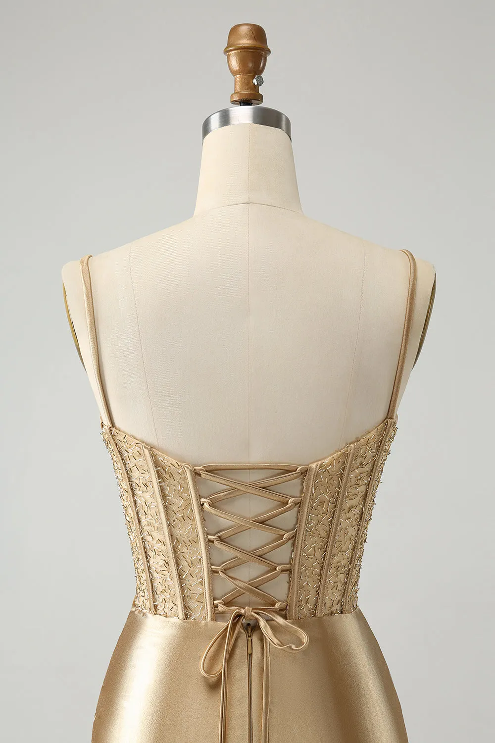 Classy Gold Bodycon Corset Short Homecoming Dress with Lace Up Back sold by Wedtrend product image thumbnail 5