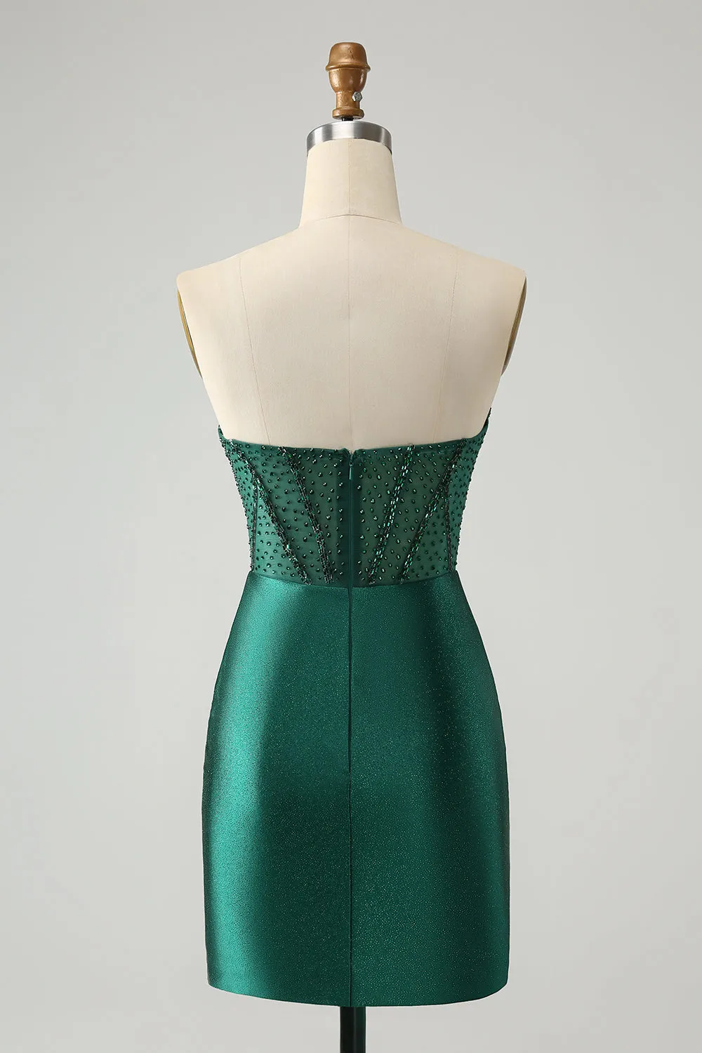 Classy Sparkly Dark Green Tight Strapless Short Homecoming Dress with Beading sold by Wedtrend product image thumbnail 2