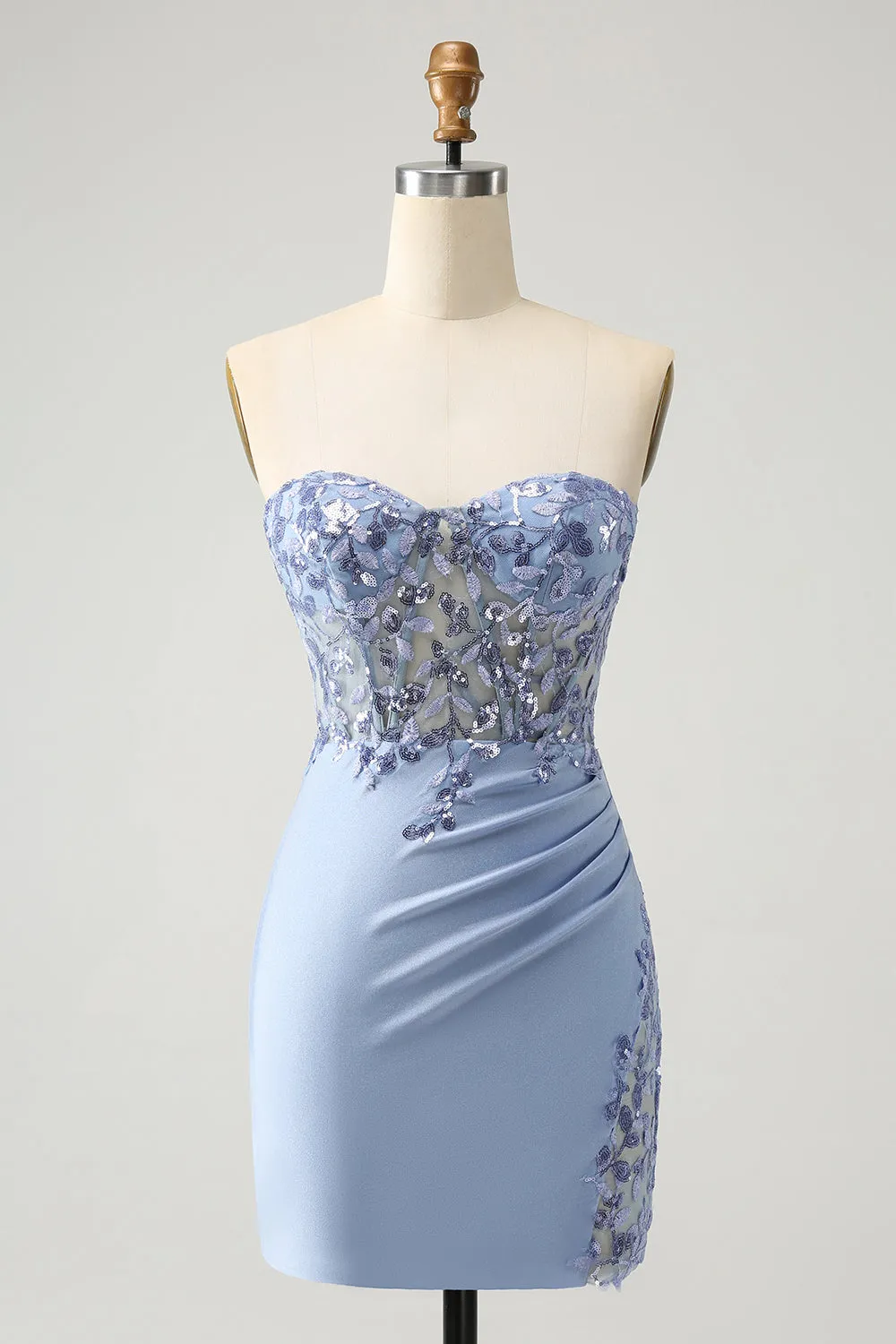 Stylish Lilac Bodycon Sweetheart Corset Short Homecoming Dress with Sequins sold by Wedtrend