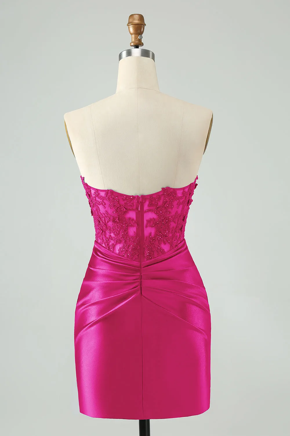 Sexy Bodycon Fuchsia Sweetheart Corset Hollow Out Beaded Short Homecoming Dress sold by Wedtrend product image thumbnail 2