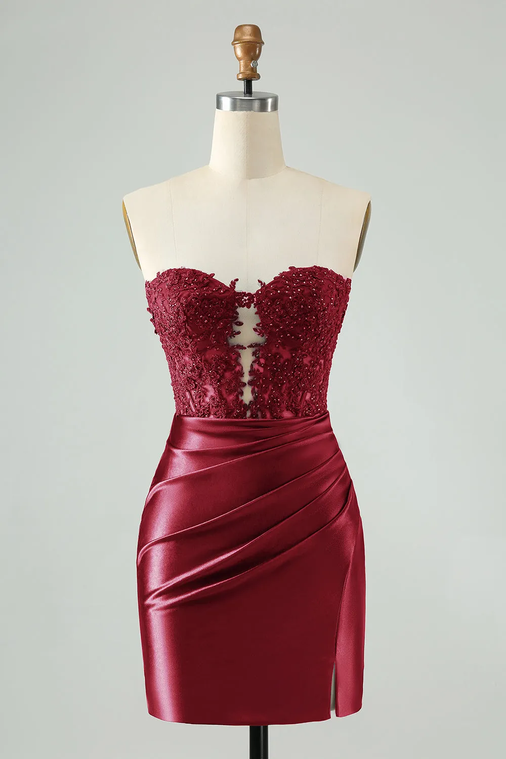 Sexy Bodycon Fuchsia Sweetheart Corset Hollow Out Beaded Short Homecoming Dress sold by Wedtrend product image thumbnail 3