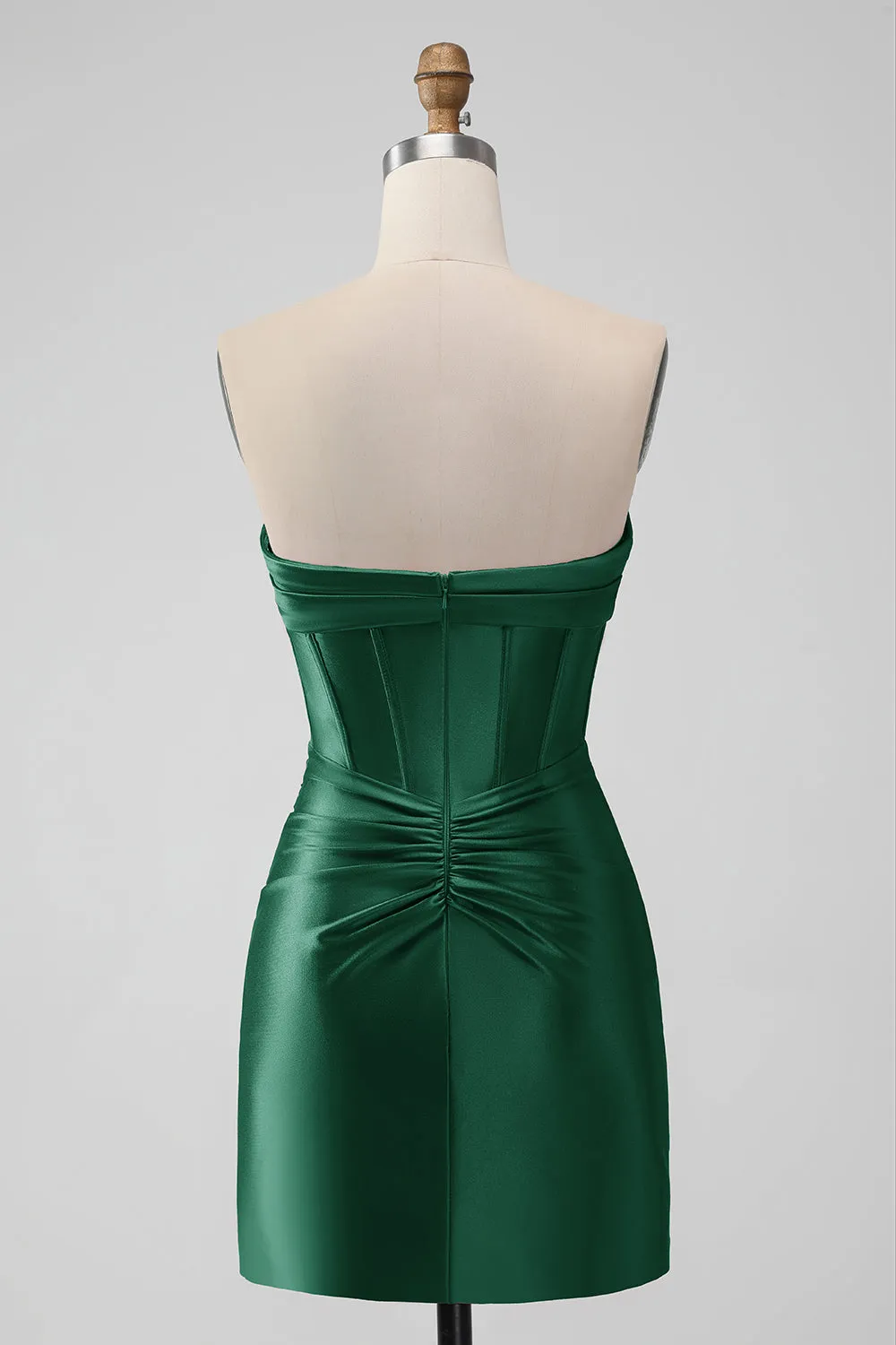 Dark Green Bodycon Sweetheart Pleated Corset Short Homecoming Dress sold by Wedtrend product image thumbnail 2