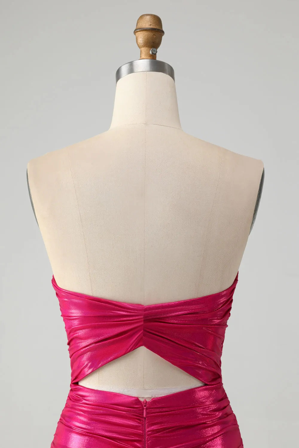 Chic Strapless Keyhole Pleated Fuchsia Tight Metallic Homecoming Dress sold by Wedtrend product image thumbnail 5