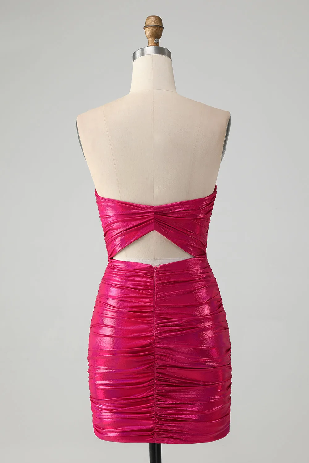 Chic Strapless Keyhole Pleated Fuchsia Tight Metallic Homecoming Dress sold by Wedtrend product image thumbnail 2