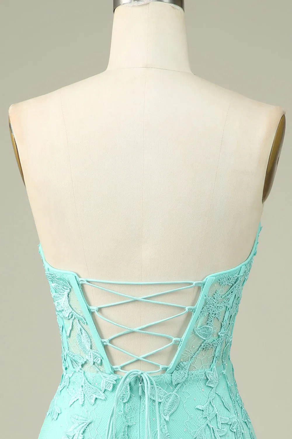 Bodycon Light Green Sweetheart Corset Short Homecoming Dress with Appliques sold by Wedtrend product image thumbnail 5