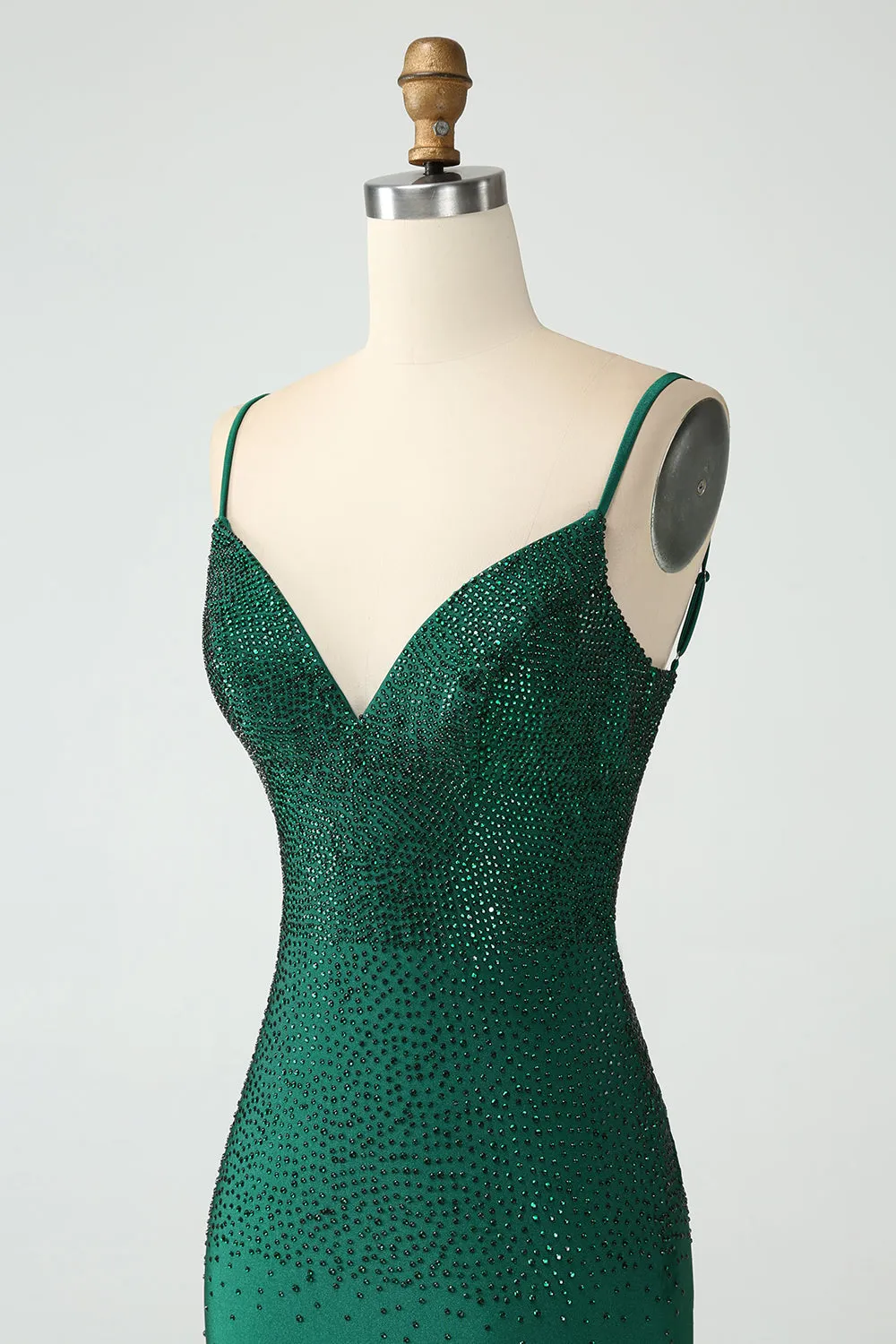 Dark Green Bodycon Spaghetti Straps Backless Homecoming Dress with Beading sold by Wedtrend product image thumbnail 5