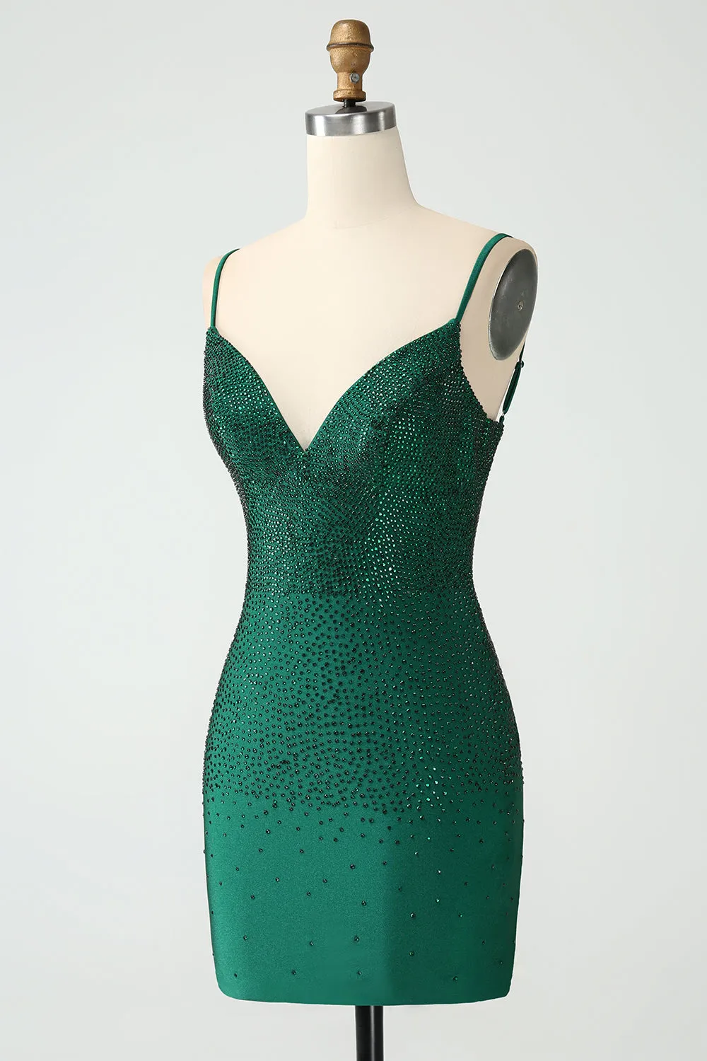 Dark Green Bodycon Spaghetti Straps Backless Homecoming Dress with Beading sold by Wedtrend product image thumbnail 3