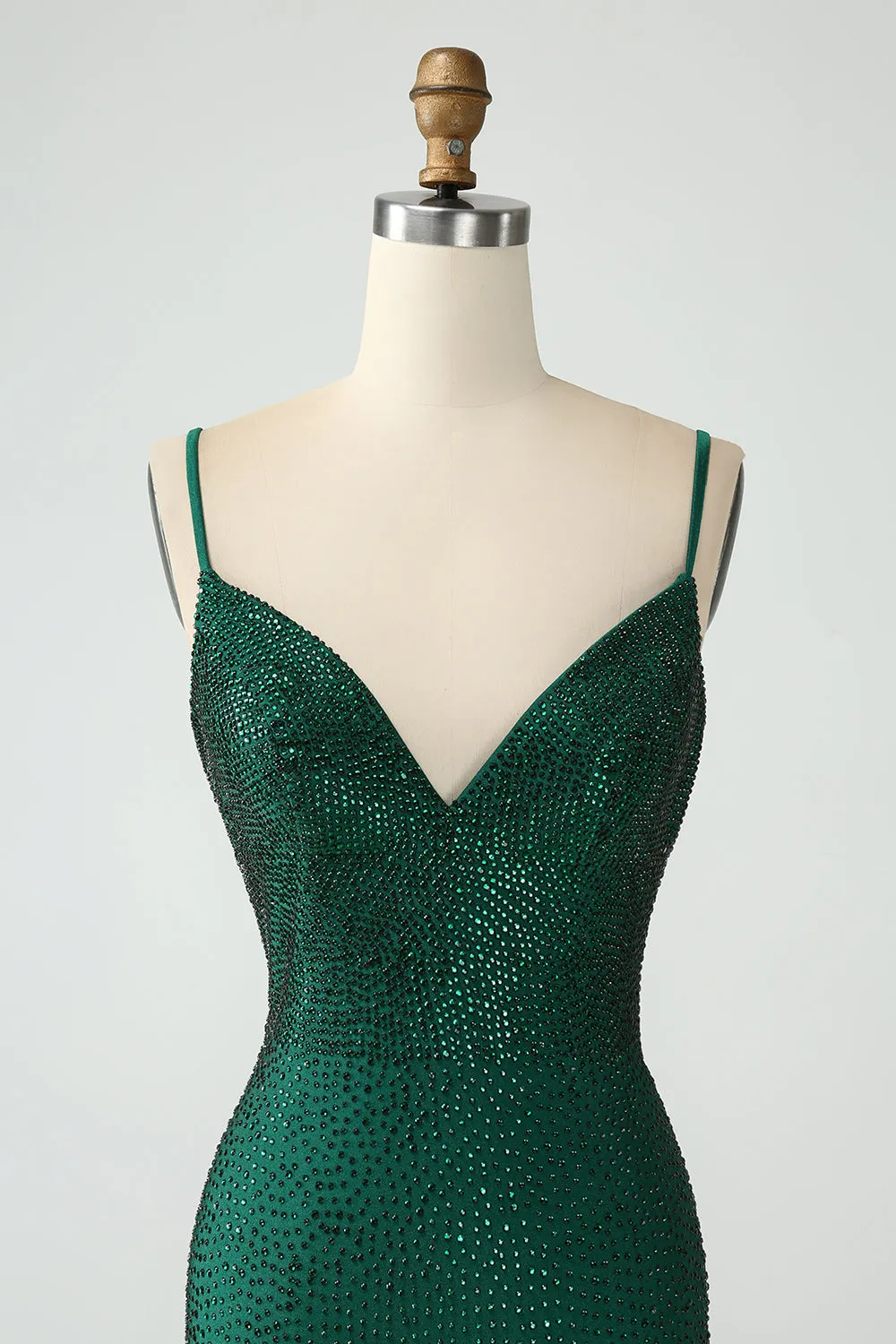Dark Green Bodycon Spaghetti Straps Backless Homecoming Dress with Beading sold by Wedtrend product image thumbnail 4