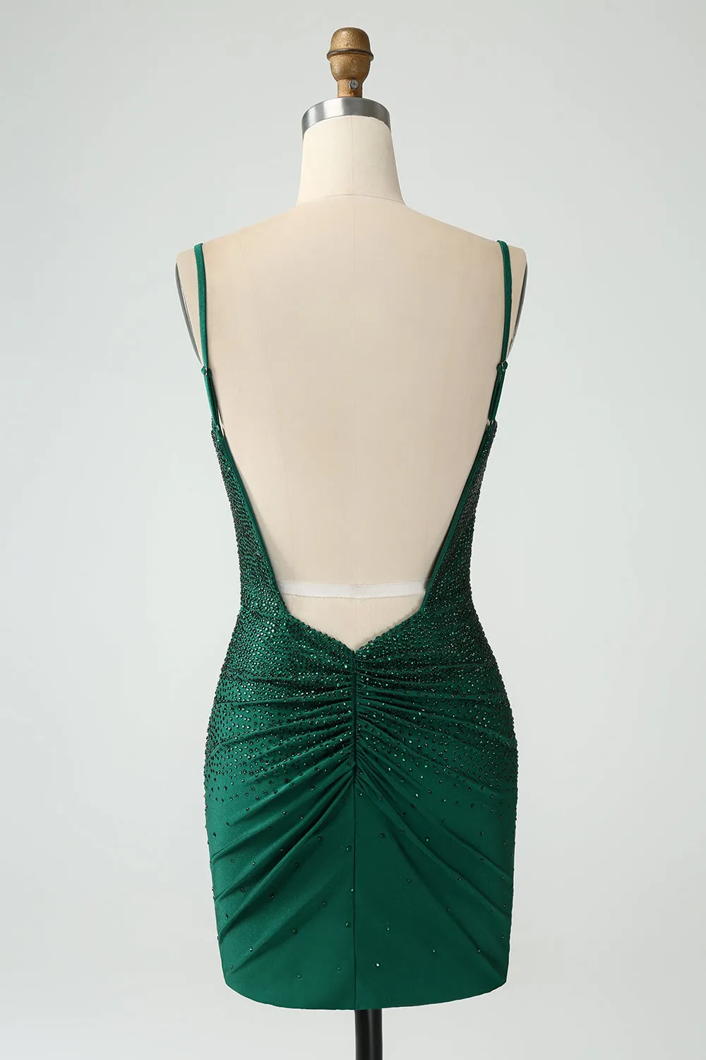 Dark Green Bodycon Spaghetti Straps Backless Homecoming Dress with Beading sold by Wedtrend product image thumbnail 2