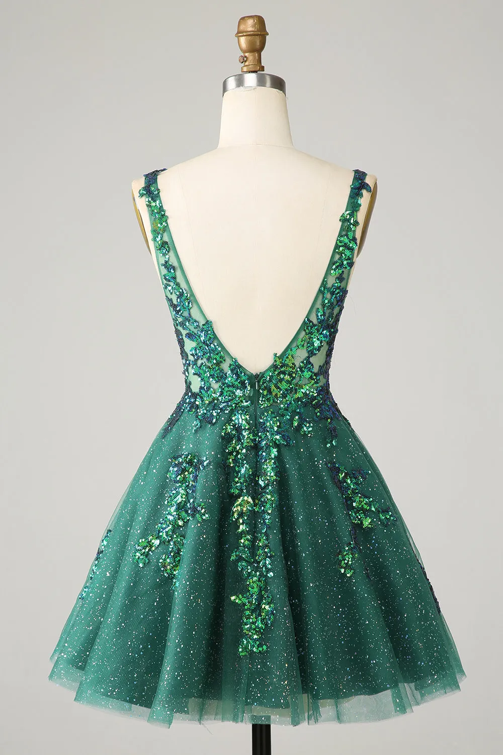 Sparkly Dark Green A Line Glitter Short Homecoming Dress with Sequins sold by Wedtrend product image thumbnail 2