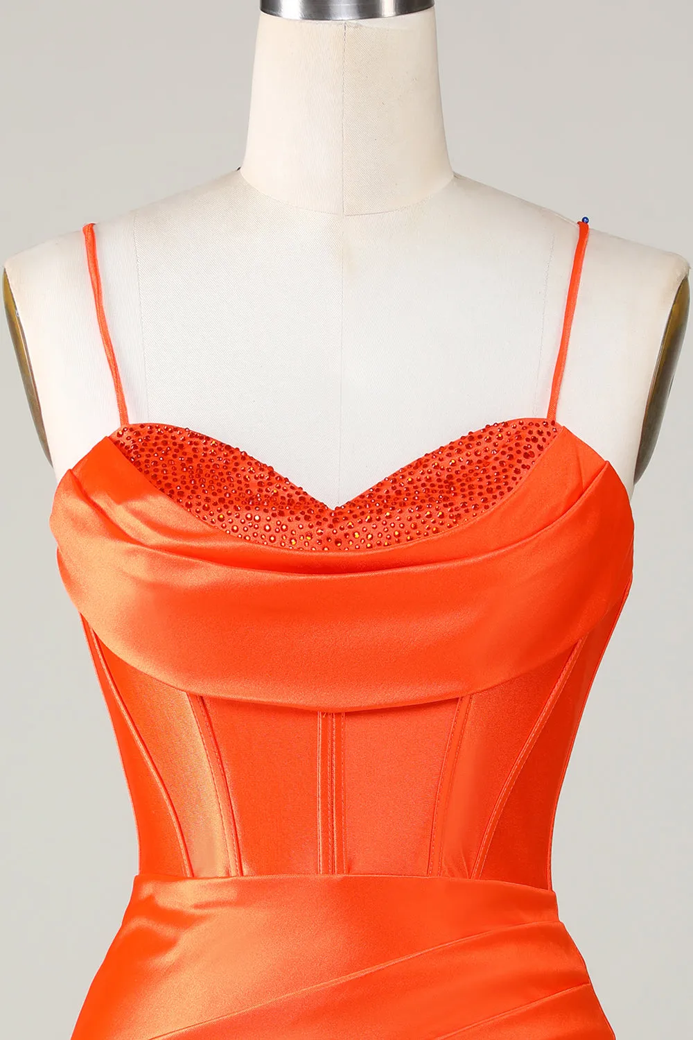 Sparkly Orange Beaded Corset Tight Short Homecoming Dress sold by Wedtrend product image thumbnail 4