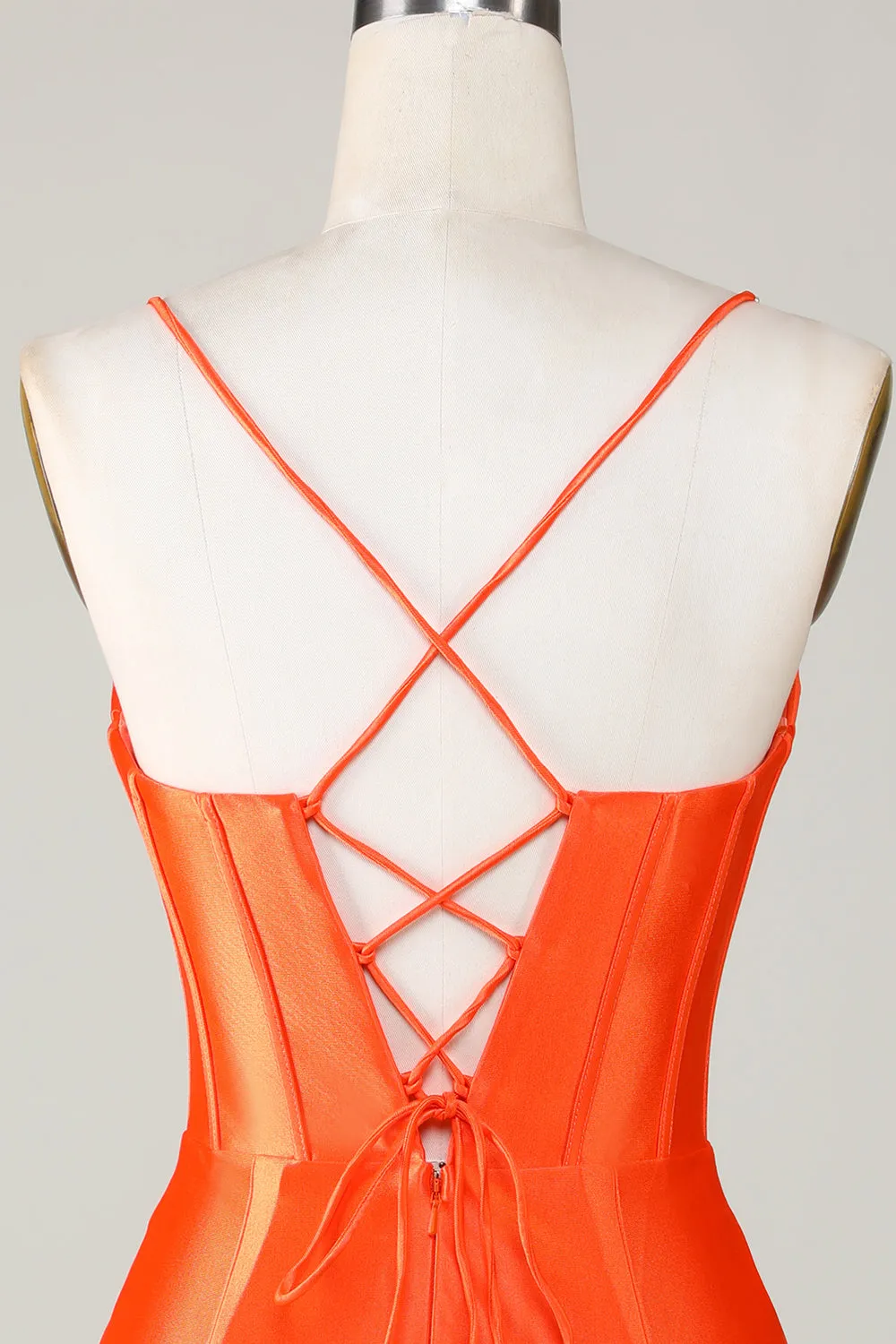 Sparkly Orange Beaded Corset Tight Short Homecoming Dress sold by Wedtrend product image thumbnail 5