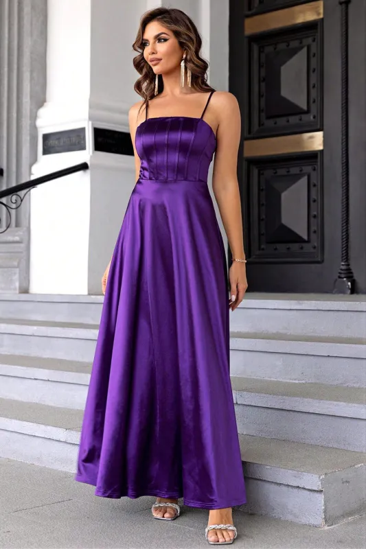 Purple Spaghetti Straps A-line Satin Prom Dress made by Wedtrend