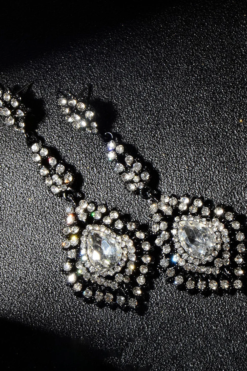 Black Rhinestone Dangle Earrings sold by Wedtrend