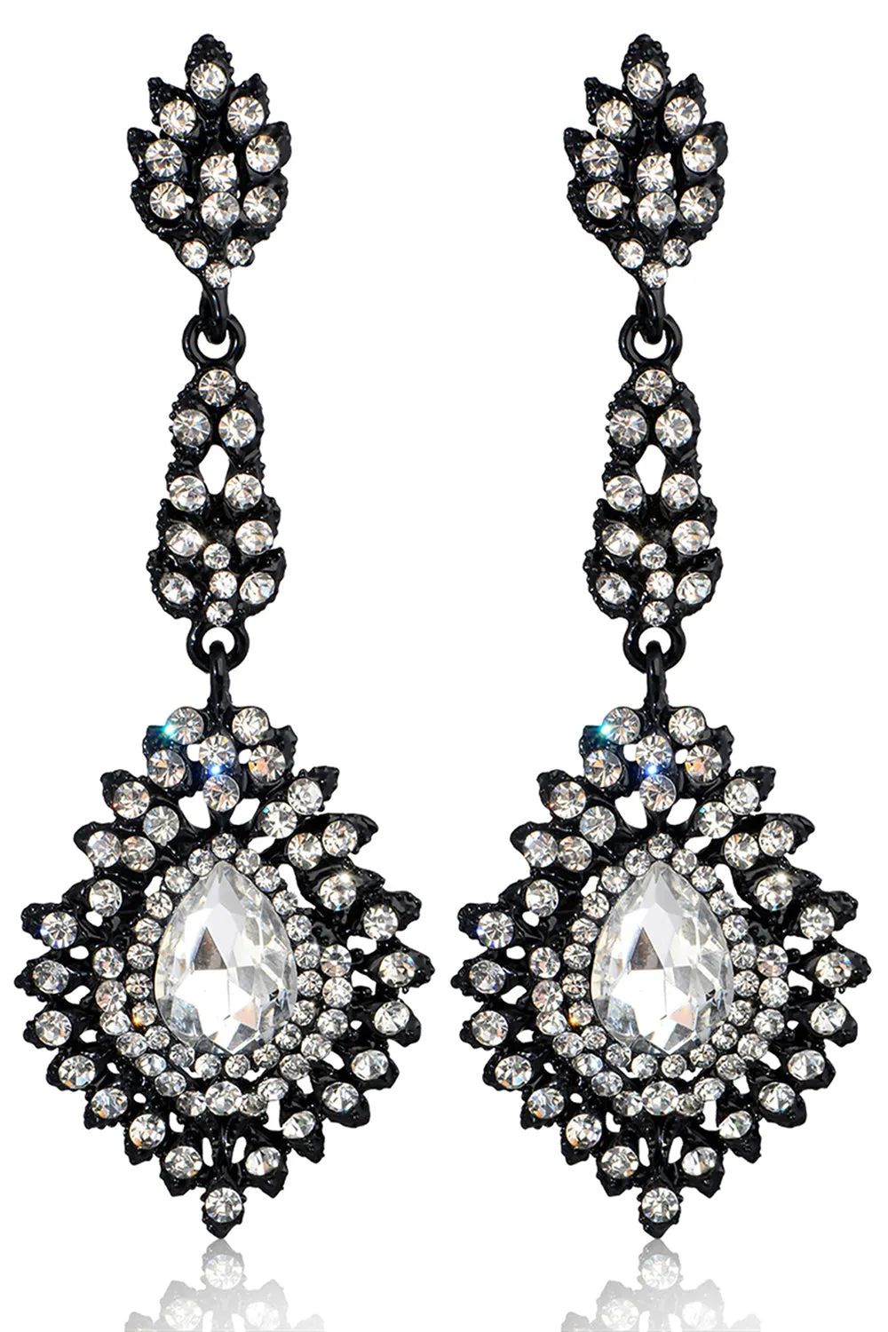 Black Rhinestone Dangle Earrings sold by Wedtrend product image thumbnail 2