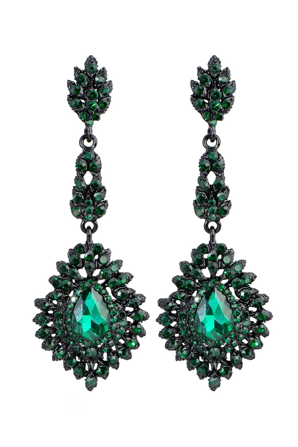 Black Rhinestone Dangle Earrings sold by Wedtrend product image thumbnail 4