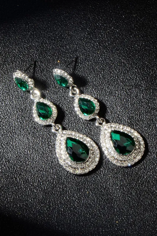 Dark Green Rhinestones Earrings made by Wedtrend