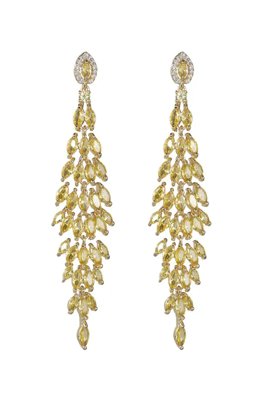 Yellow Rhinestone Dangling Earrings sold by Wedtrend