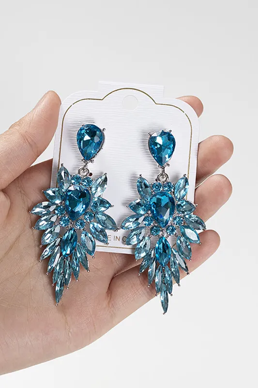 Blue Sparkly Rhinestone Drop Dangle Earrings for Prom made by Wedtrend