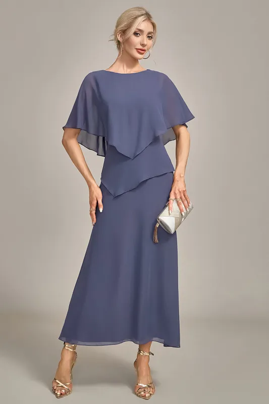 Stormy Sheath Scoop Tea-Length Chiffon Mother of the Bride Dress sold by Wedtrend