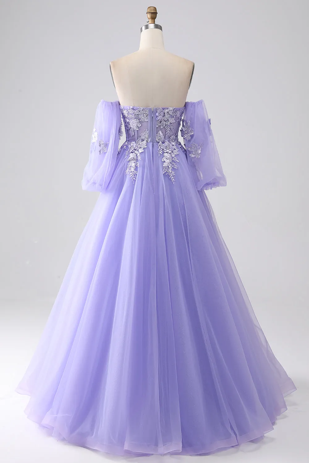 Lavender A Line Sweetheart Off The Shoulder Corset Prom Dress with Appliques sold by Wedtrend product image thumbnail 2