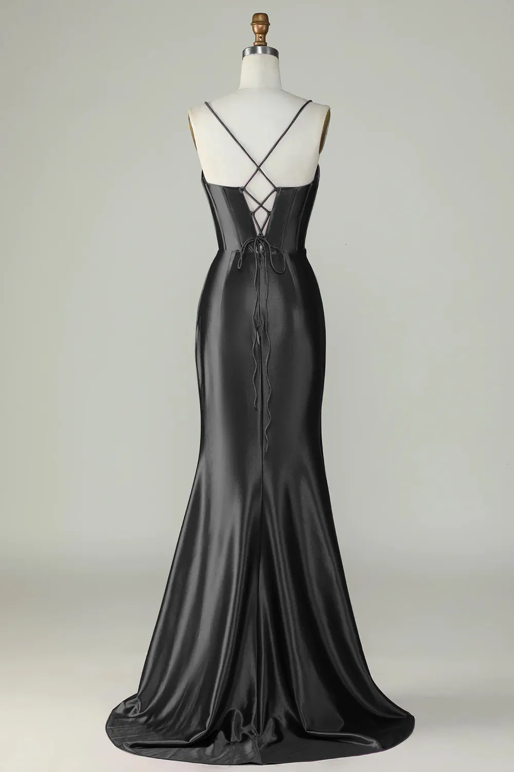 Dark Green Mermaid Spaghetti Straps Long Prom Dress With Slit sold by Wedtrend product image thumbnail 4