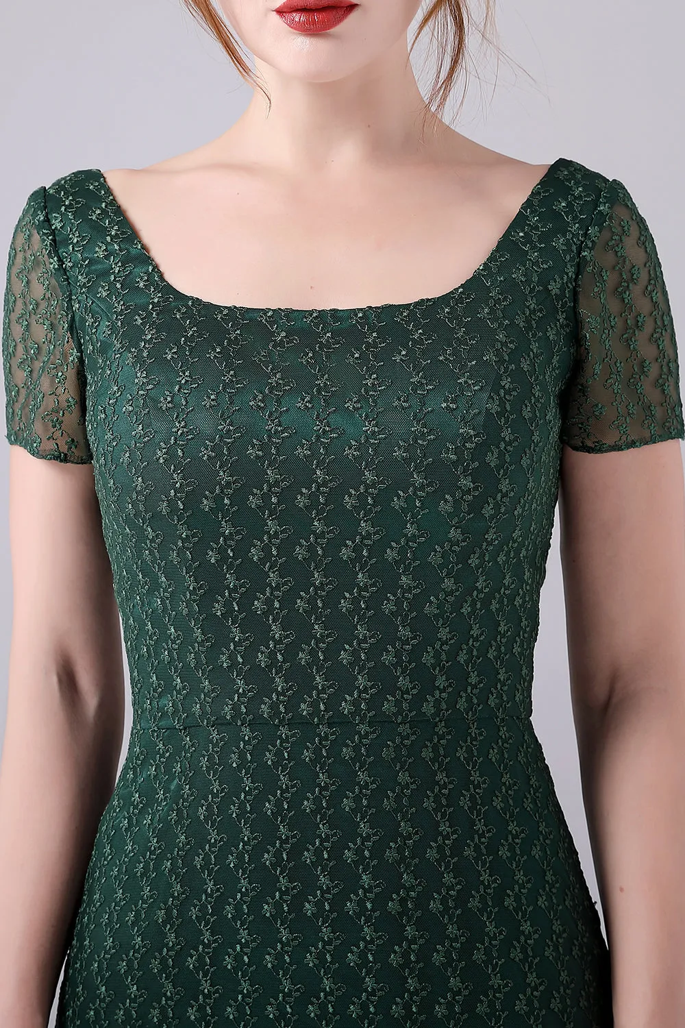 Dark Green Mermaid Square Neck Long Mother Of the Bride Dress sold by Wedtrend product image thumbnail 4